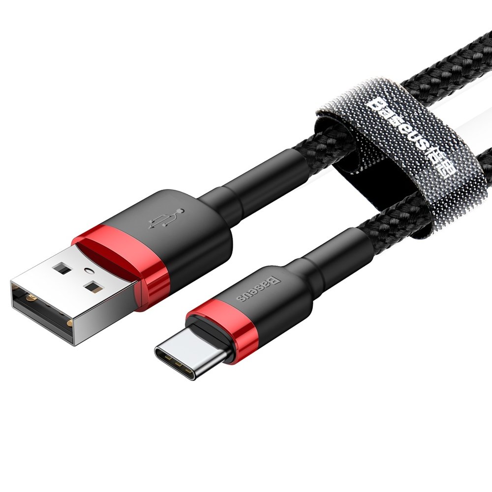 Adat- és töltőkábel USB-A - USB-C Baseus Cafule, 18W, 2m, fekete CATKLF-C91