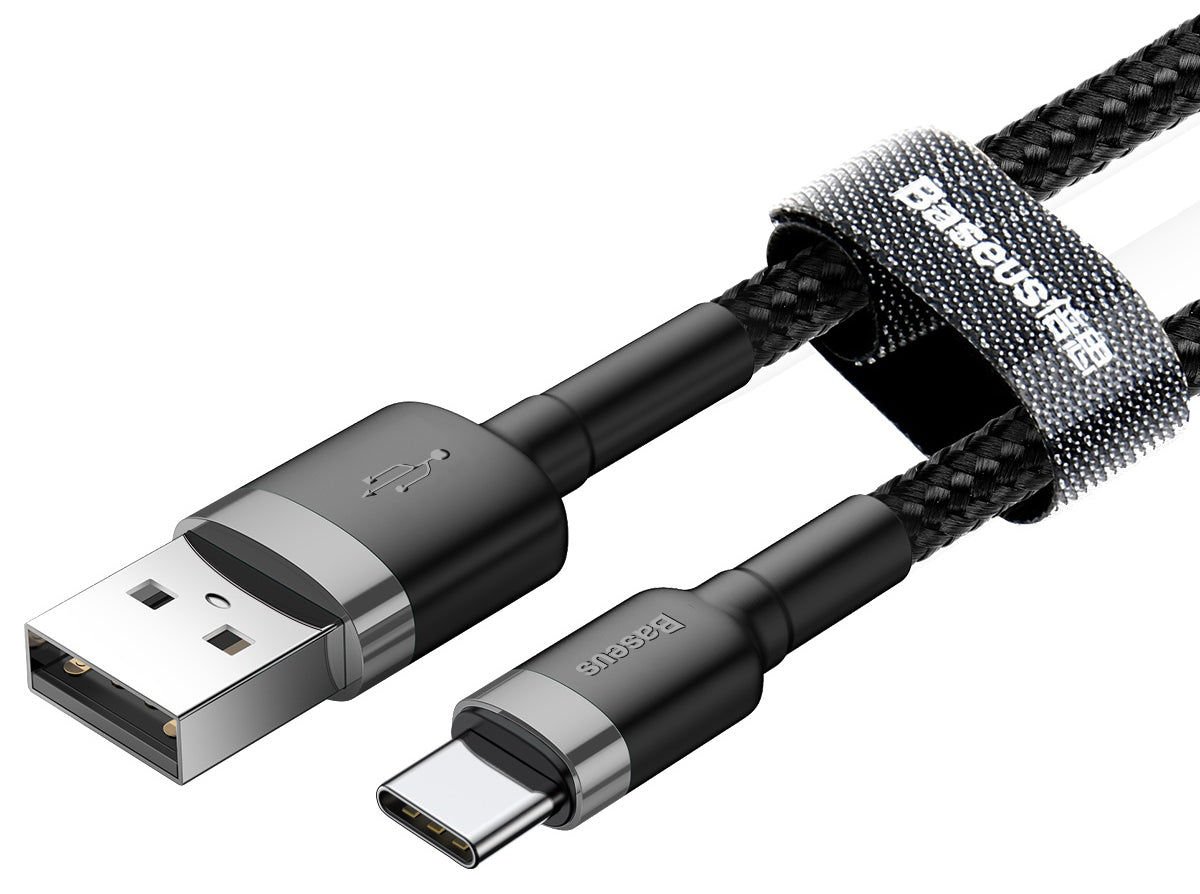 USB-A - USB-C Baseus Cafule adat- és töltőkábel, 60W, 1m, szürke CATKLF-BG1