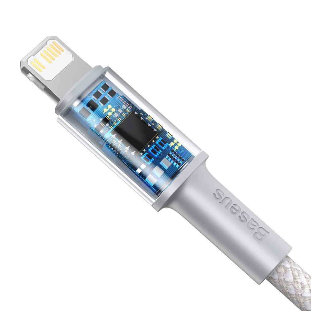 USB-C - Lightning adat- és töltőkábel Baseus magas sűrűségű fonott, 20W, 1m, fehér CATLGD-02