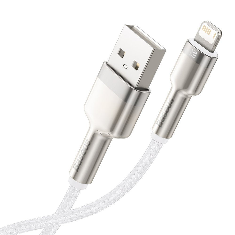 Adat- és töltőkábel USB-A - Lightning Baseus Cafule Metal Series, 18W, 1m, fehér CALJK-A02