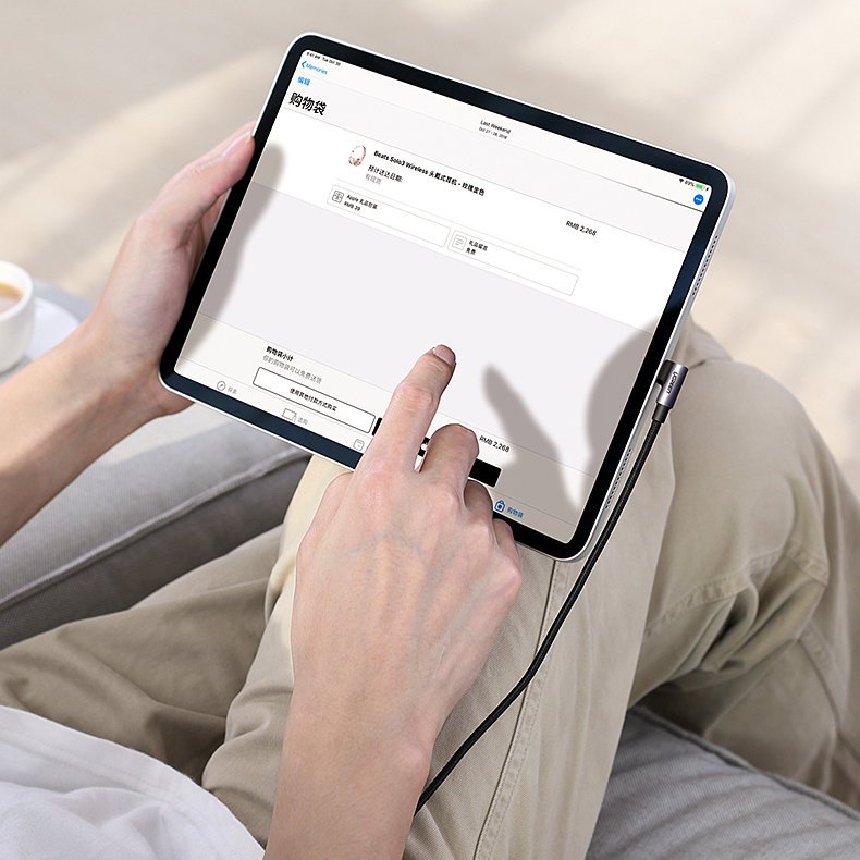 USB-C - USB-C UGREEN US255 Angled adat- és töltőkábel, 60W, 1m, szürke