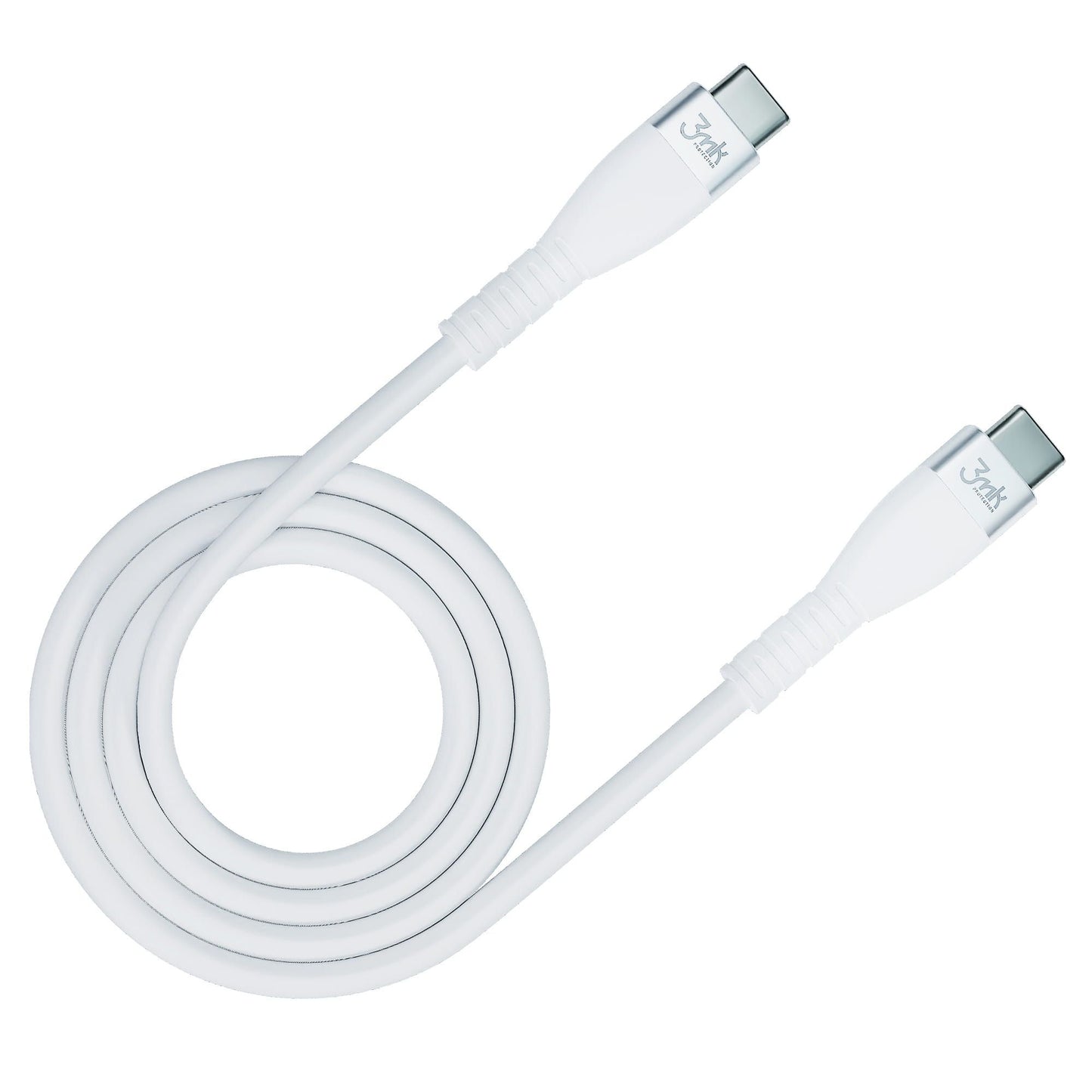 USB-C adat- és töltőkábel - USB-C 3MK Hyper szilikon, 60W, 1m, fehér