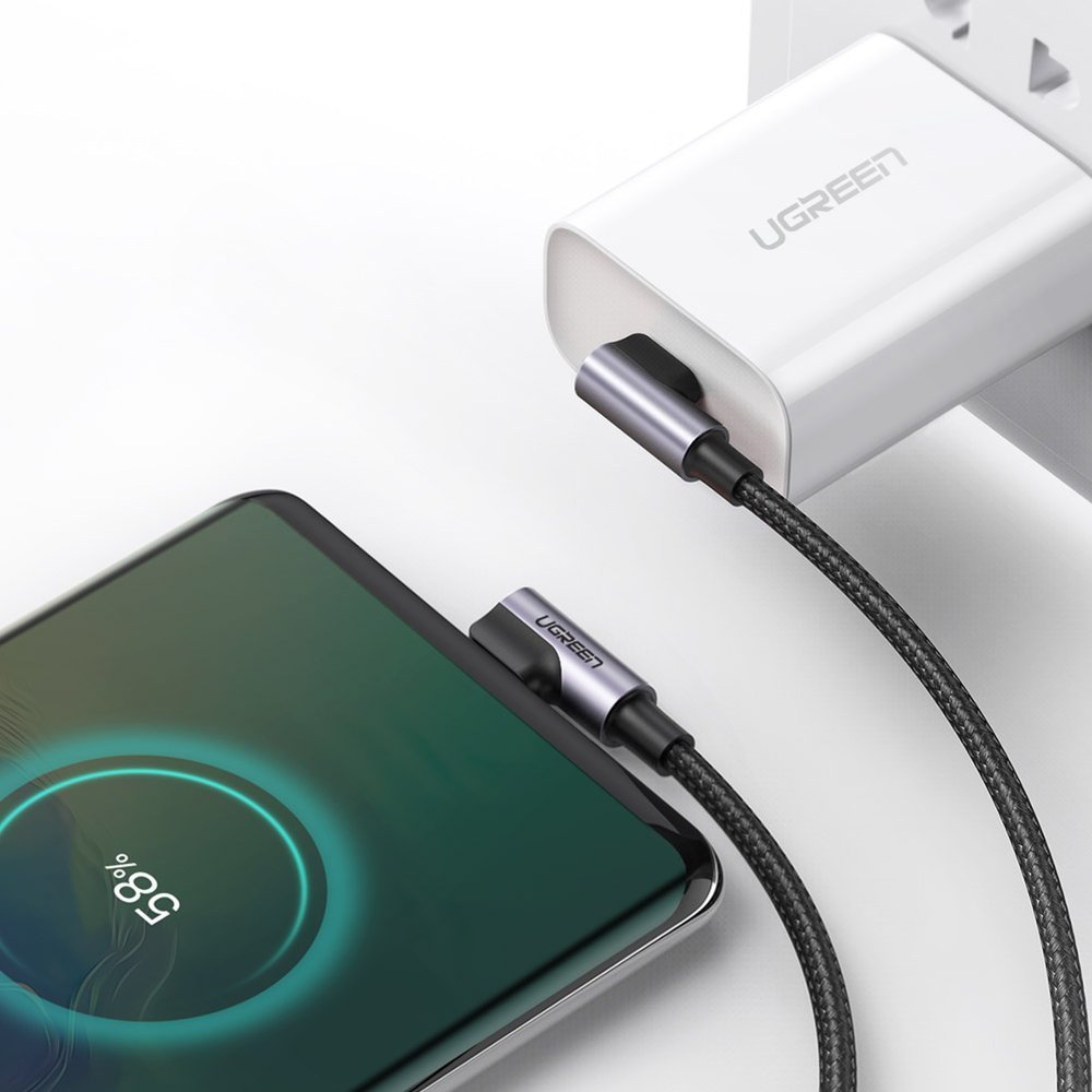 USB-C adat- és töltőkábel - USB-C UGREEN US323 USB-C szögletes, 60W, 1m, Fekete