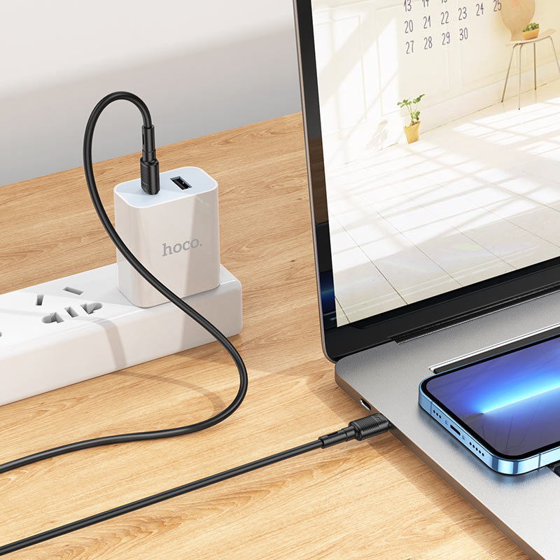 USB-C adat- és töltőkábel - USB-C HOCO X83 Victory USB-C, 60W, 1m, Fekete