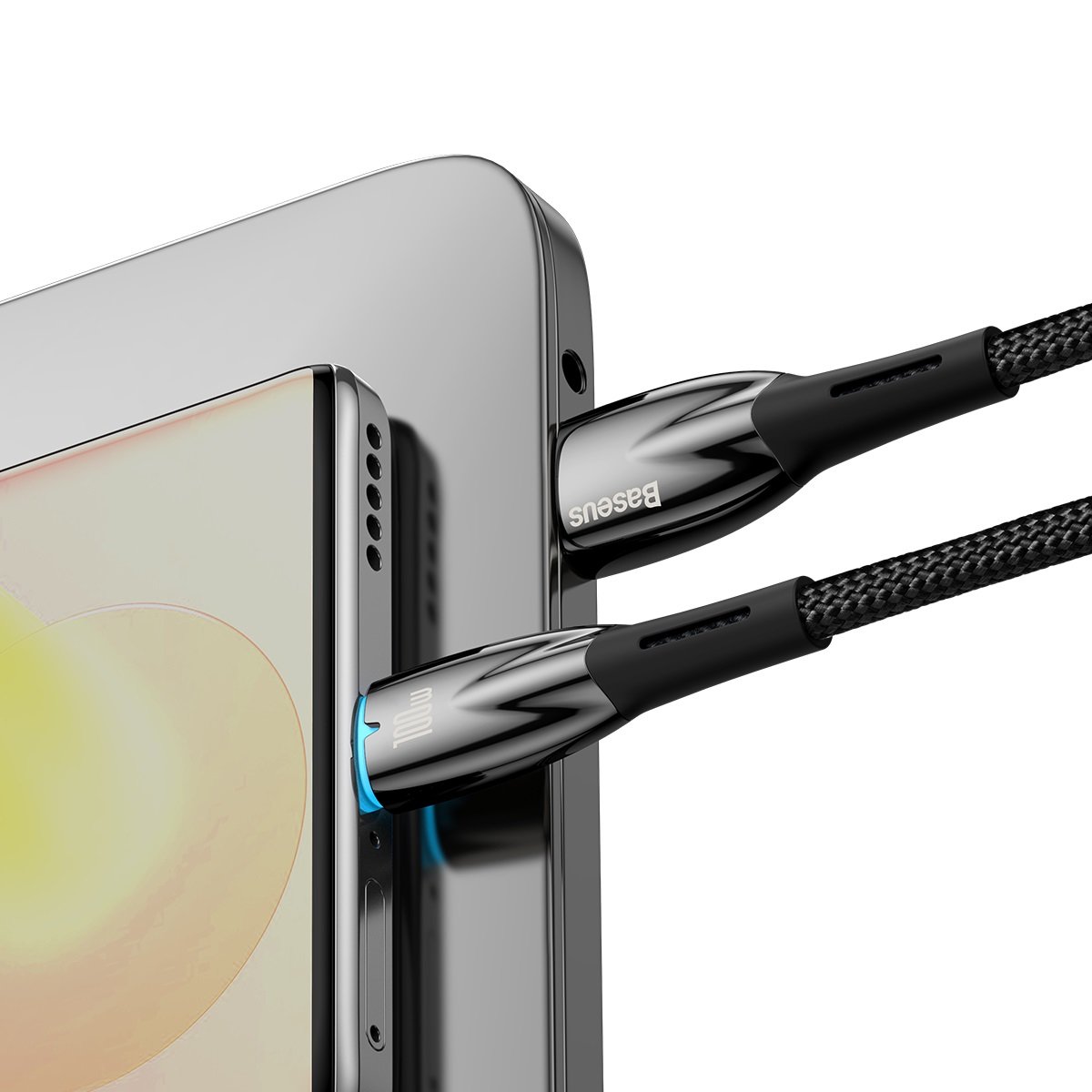 USB-A-ról USB-C-re Baseus Glimmer sorozatú adat- és töltőkábel, 100W, 2m, fekete CADH000501 CADH000501 CADH000501
