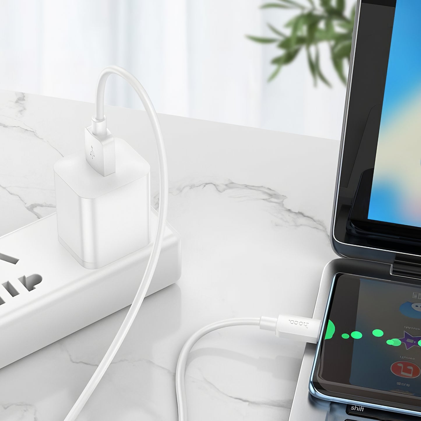 USB-A - USB-C HOCO X96 adat- és töltőkábel, 27W, 1m, Fehér