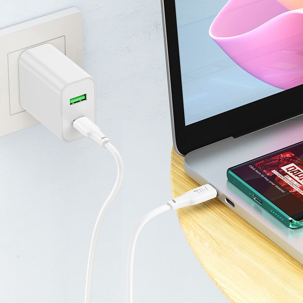 USB-C adat- és töltőkábel - USB-C HOCO X93 USB-C, 100W, 2m, fehér