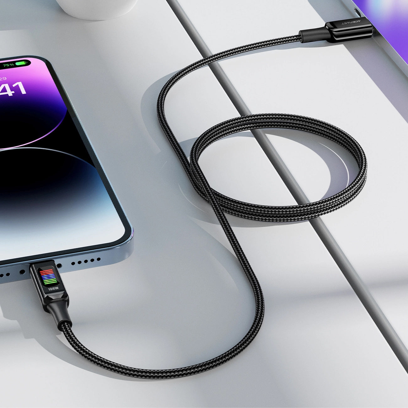 USB-C - USB-C Acefast C7-03 adat- és töltőkábel, 100W, 1.2m, Fekete