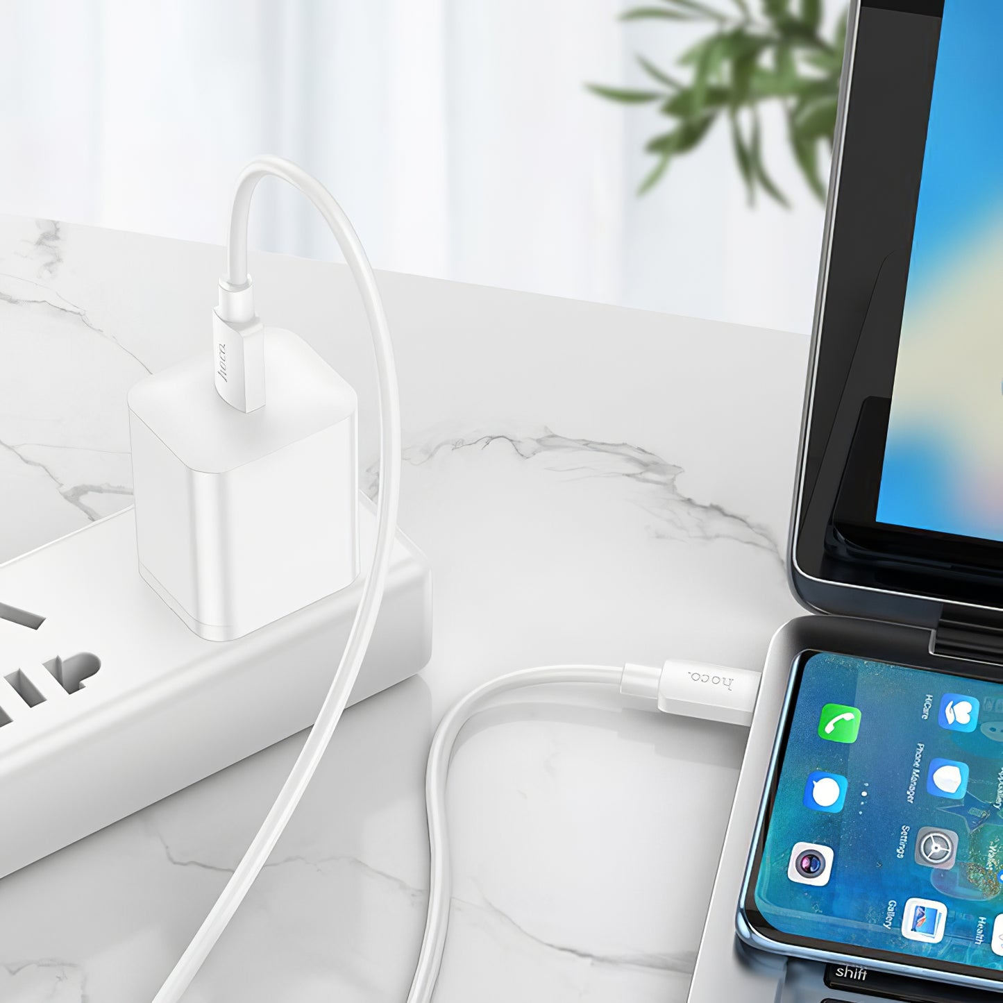 USB-C - USB-C HOCO X96 adat- és töltőkábel, 100W, 1m, Fehér