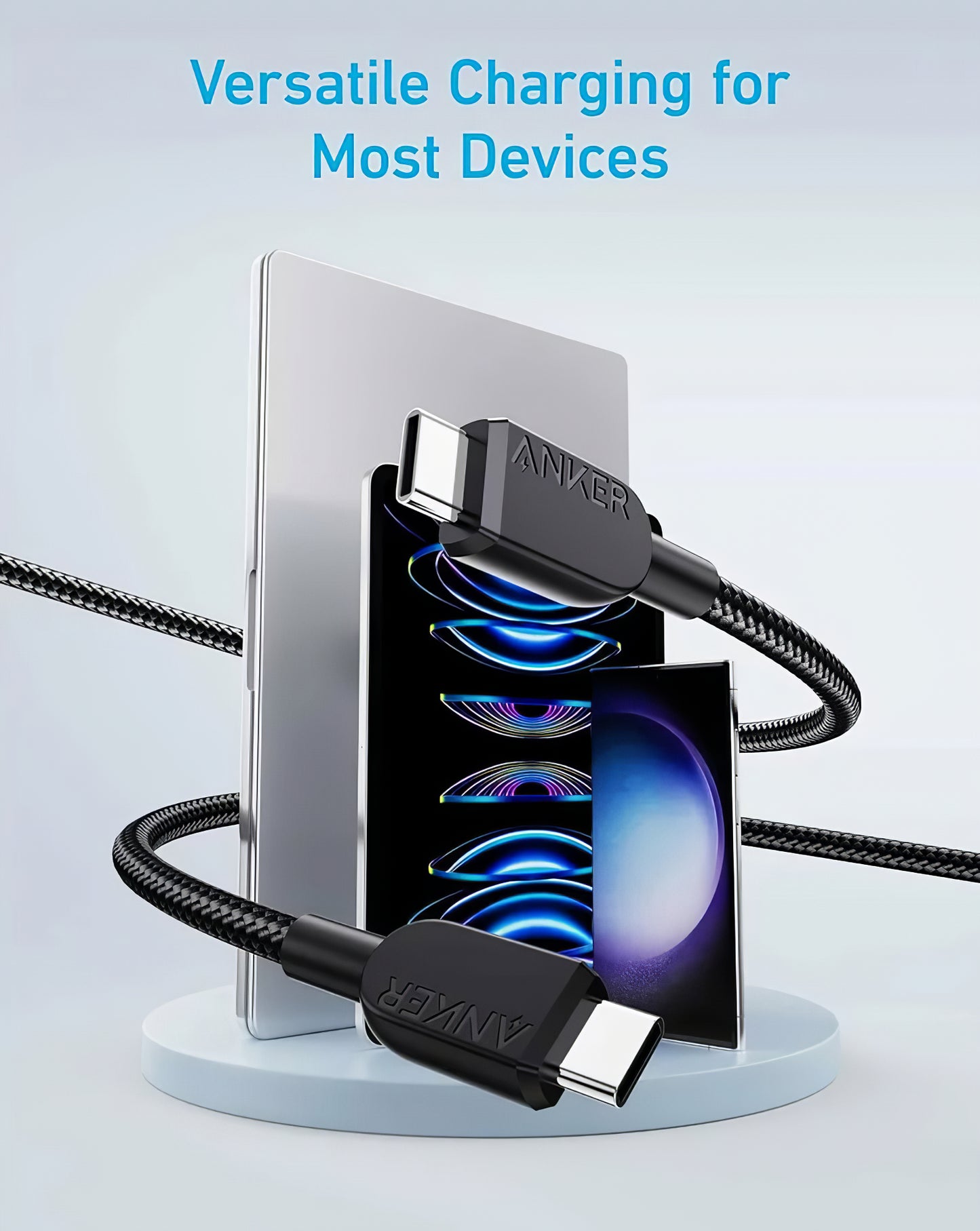 USB-C - USB-C Anker 310 adat- és töltőkábel, 240W, 0.9m, Fekete A81D5H11