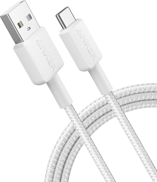 Adat- és töltőkábel USB-A - USB-C Anker 322, 18W, 0,9m, fehér A81H5G21