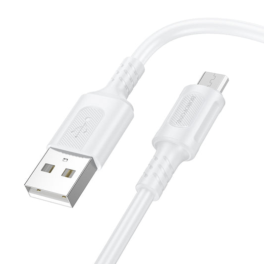 Adat- és töltőkábel USB-A - microUSB Borofone BX111 Feliz, 18W, 1m, Fehér