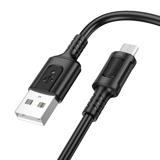 Adat- és töltőkábel USB-A - microUSB Borofone BX111 Feliz, 18W, 1m, Fekete