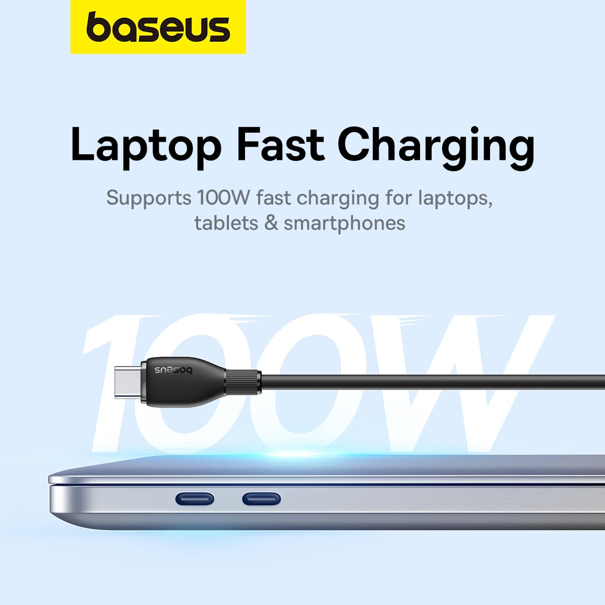 USB-C - USB-C Baseus Pudding adat- és töltőkábel, 100W, 1.2m, Fekete P10355702111-00