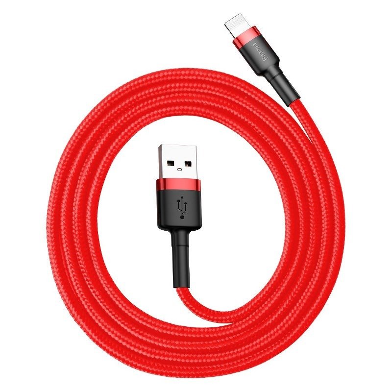 USB-A - Lightning Baseus Cafule adat- és töltőkábel, 18W, 1m, piros CALKLF-B09