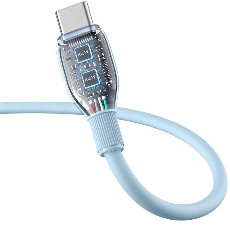 USB-A - USB-C Baseus Pudding adat- és töltőkábel, 100W, 1.2m, Kék P10355703311-00