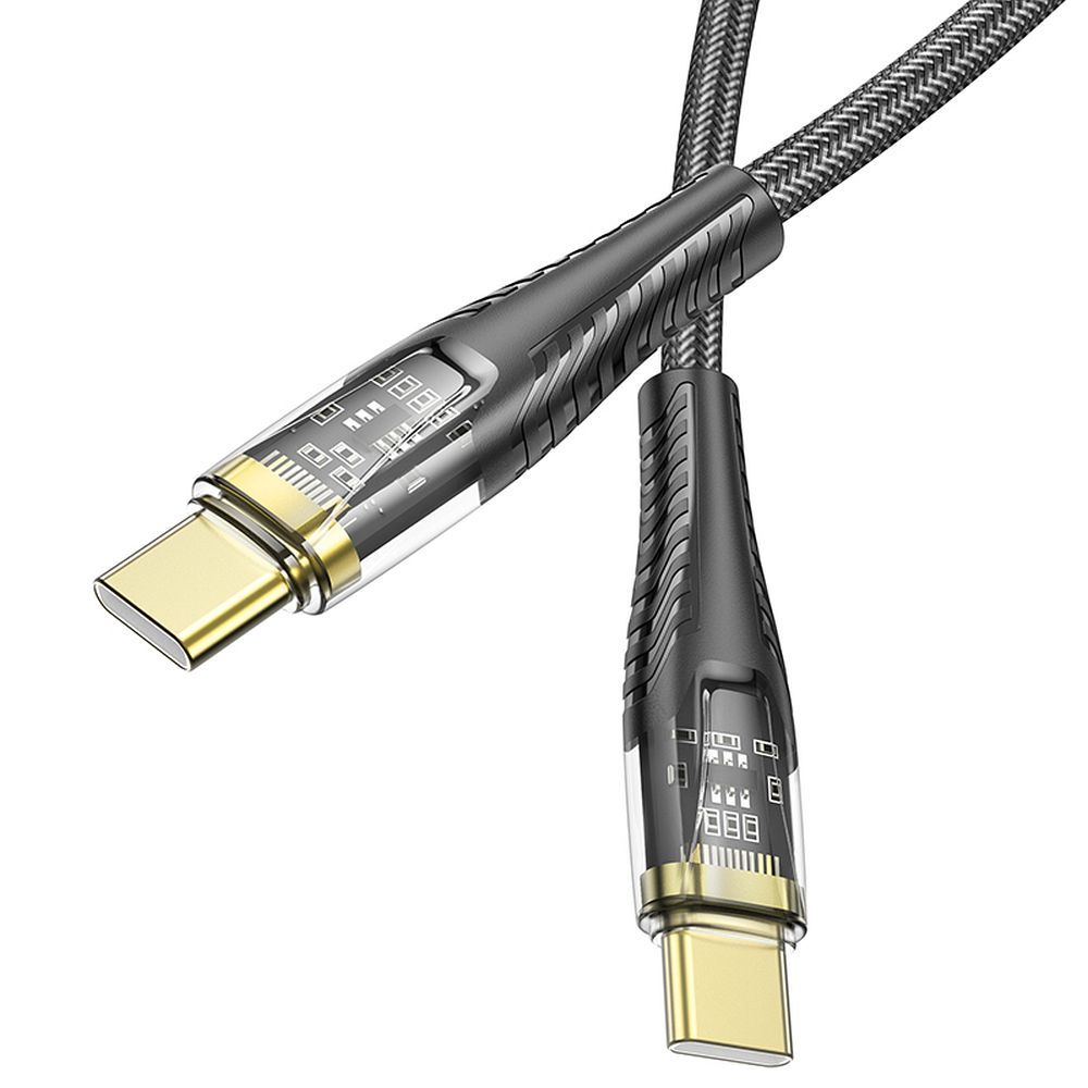 USB-C - USB-C HOCO U121 adat- és töltőkábel, 60W, 1.2m, Fekete