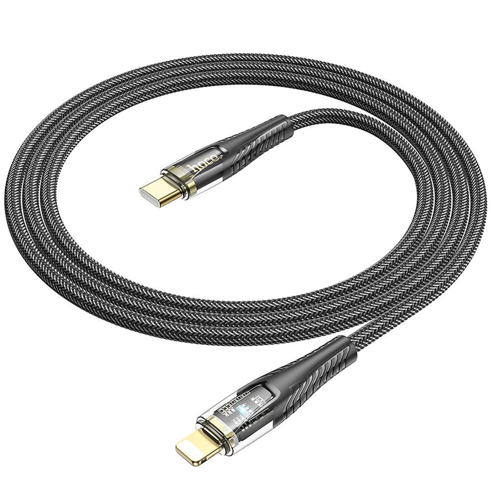 USB-C - Lightning HOCO U121 adat- és töltőkábel, 27W, 1.2m, Fekete