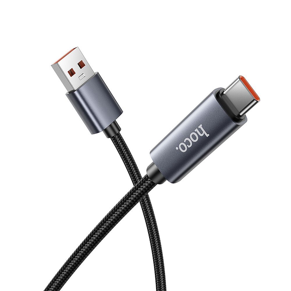 USB-A - USB-C HOCO Display X112 adat- és töltőkábel, 100W, 1m, Fekete
