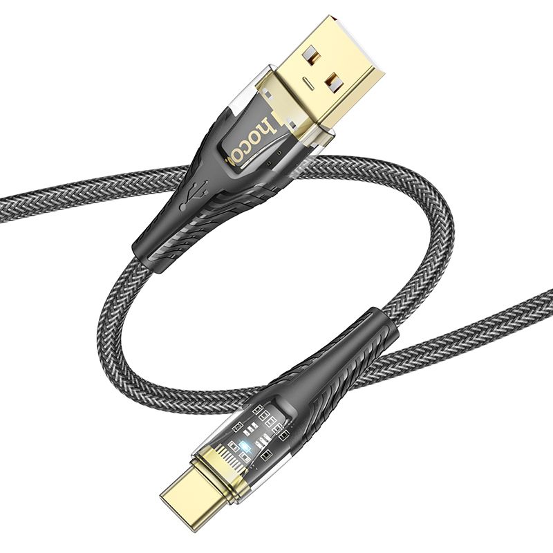 USB-A - USB-C HOCO U121 adat- és töltőkábel, 18W, 1.2m, Fekete