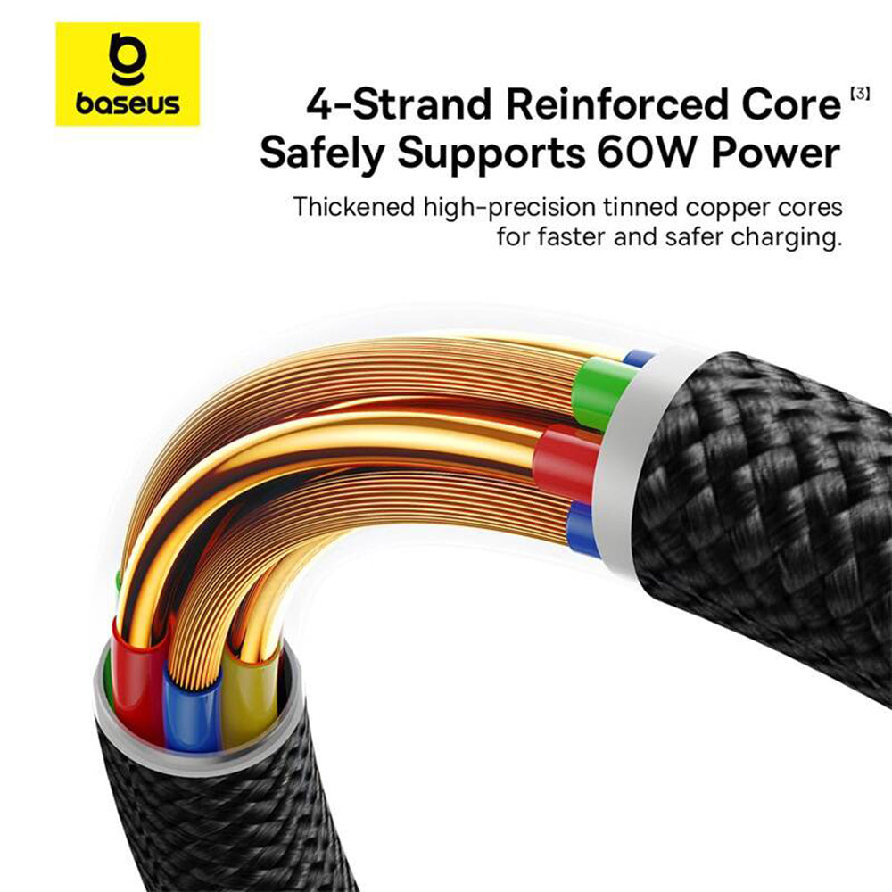 USB-A - USB-C Baseus Dura Series adat- és töltőkábel, 60W, 1m, Piros P10377802U01-01