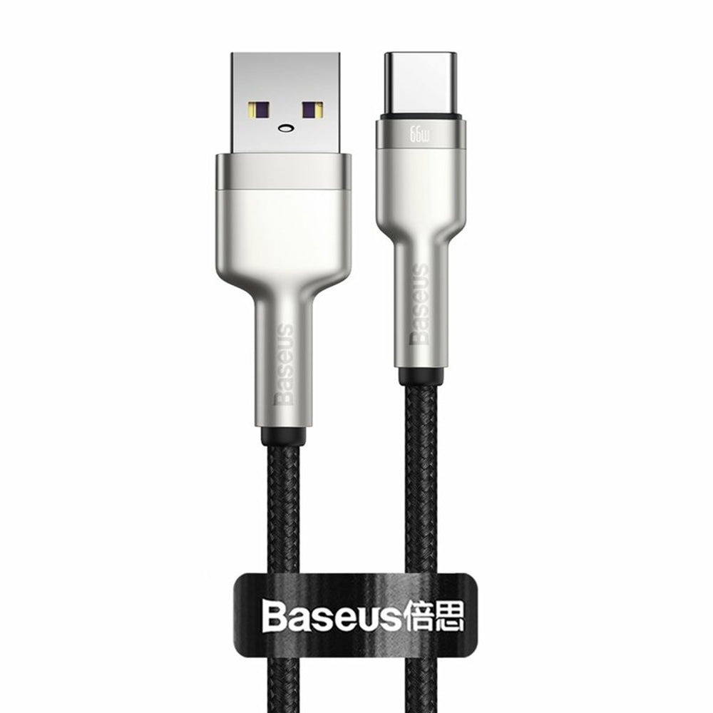 USB-A - USB-C Baseus Cafule Metal Series adat- és töltőkábel, 66W, 2m, Fekete CAKF000201