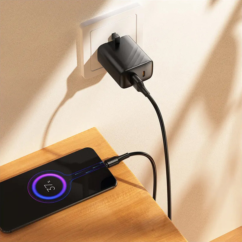 USB-A - microUSB HOCO X120 adat- és töltőkábel, 18W, 1m, Fekete