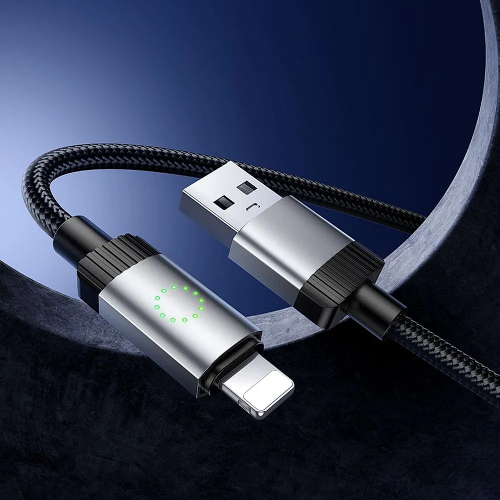 USB-A - Lightning HOCO X117 adat- és töltőkábel, 18W, 1m, Fekete