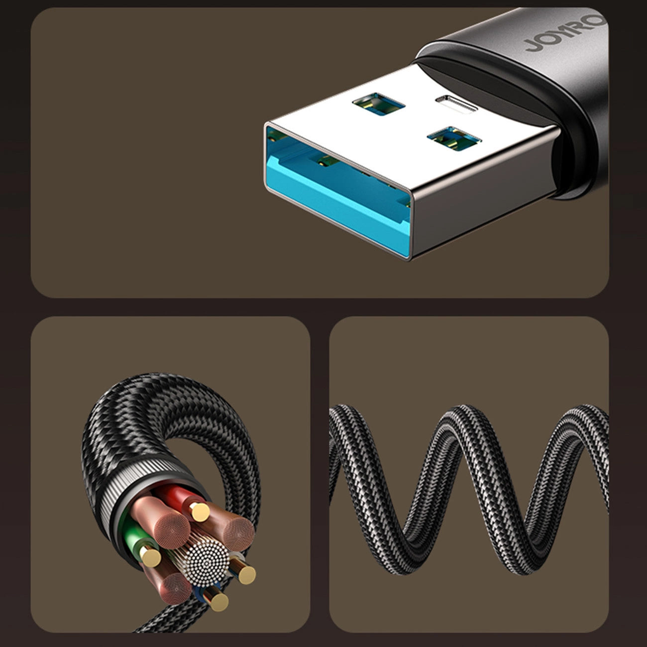 USB-A - USB-C Joyroom S-A56 EnjoyX Angled adat- és töltőkábel, 20W, 1.2m, Fekete