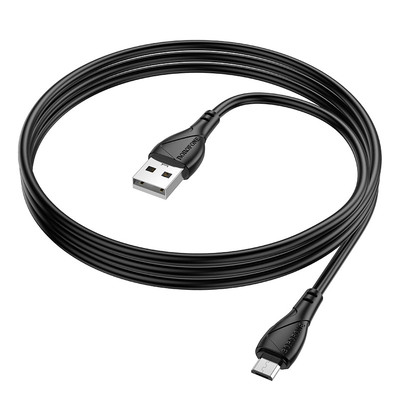 USB-A - microUSB Borofone BX121 Energy adat- és töltőkábel, 18W, 1m, Fekete