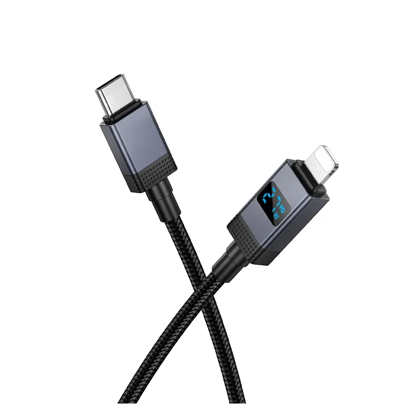 USB-C - Lightning HOCO X118 Display adat- és töltőkábel, 27W, 1m, Fekete