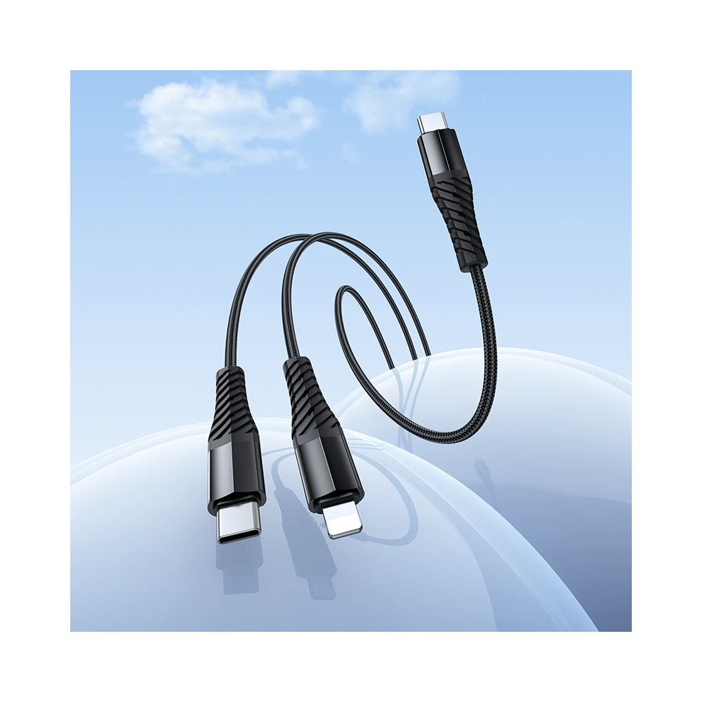 USB-C - Lightning / USB-C HOCO X123 töltőkábel, 10W, 1m, Fekete