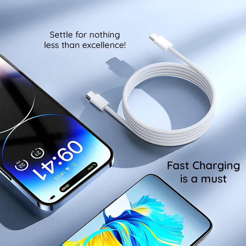 USB-C - USB-C adat- és töltőkábel Lito LD04CC, 60W, 2m, Fehér