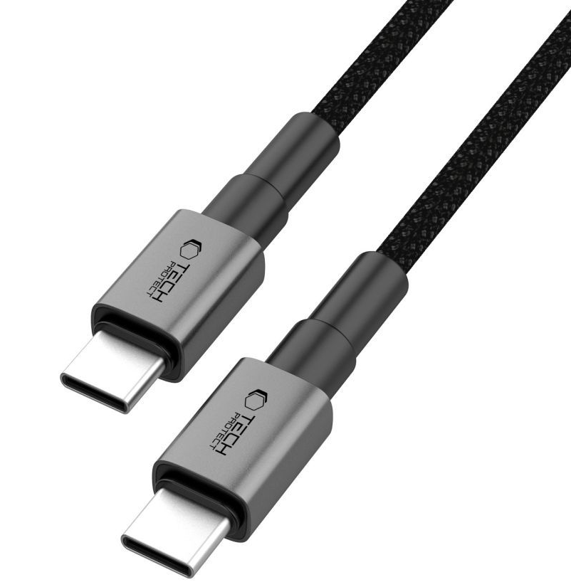 USB-C - USB-C Tech-Protect Ultraboost DNA MagTwist adat- és töltőkábel, 100W, 1m, szürke