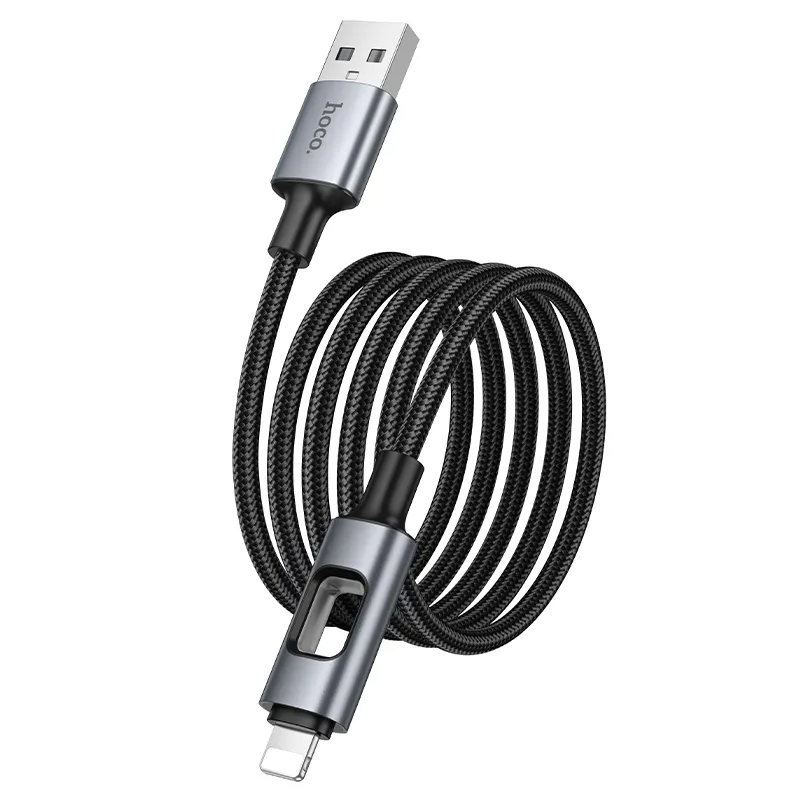 USB-A - Lightning HOCO U144 Led adat- és töltőkábel, 18W, 1.2m, Fekete