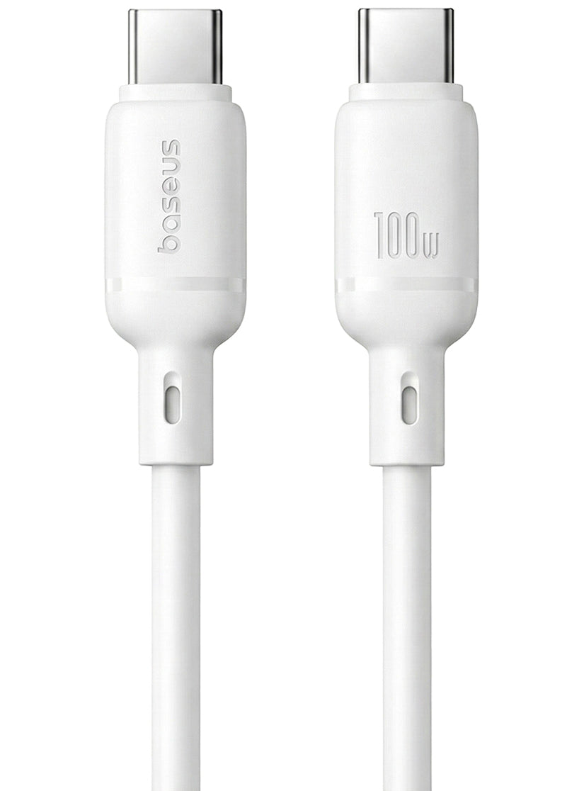 USB-C - USB-C Baseus Silky adat- és töltőkábel, 100W, 1m, Fehér P10377704213-00