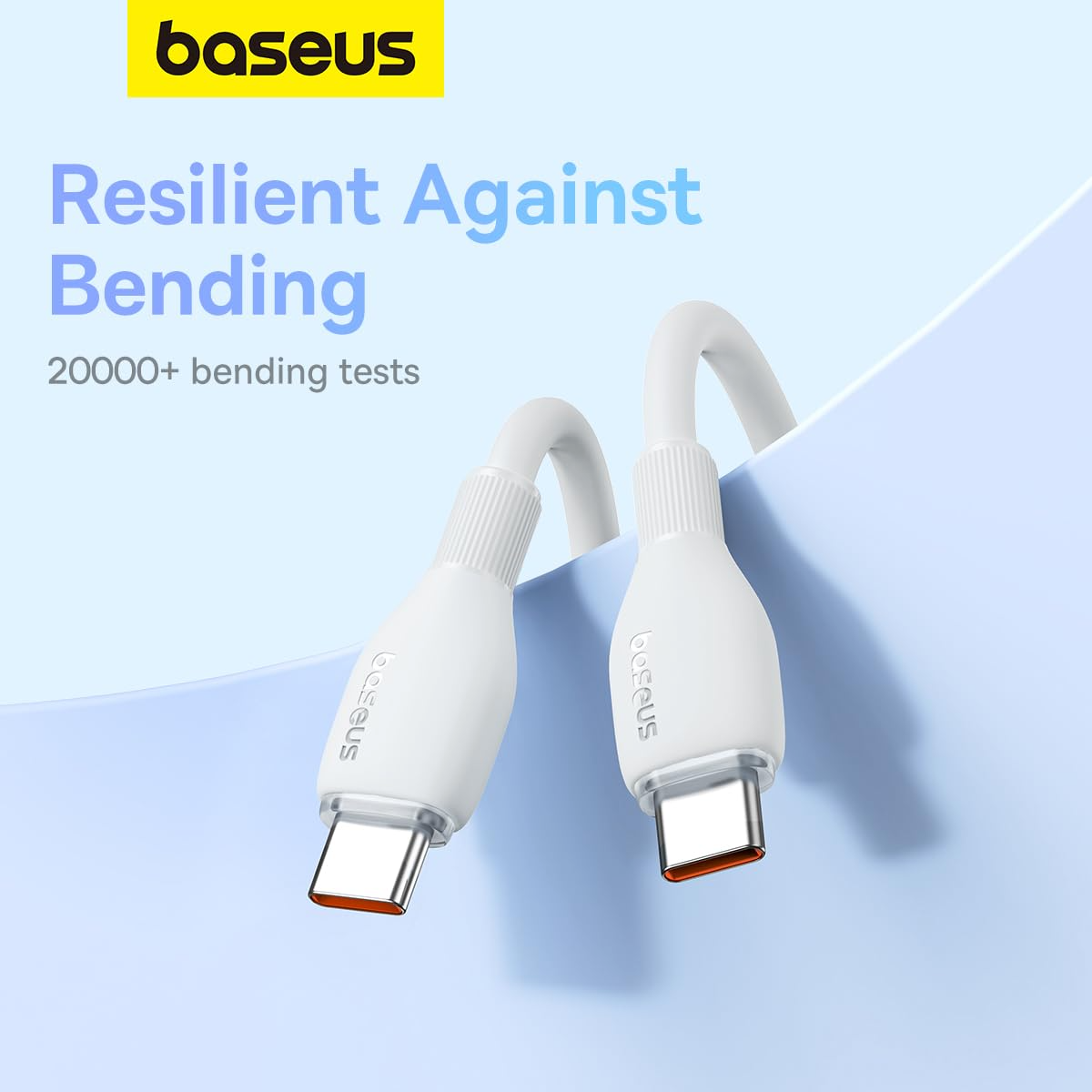 USB-C - USB-C Baseus Pudding adat- és töltőkábel, 100W, 1.2m, Fehér P10355702221-00