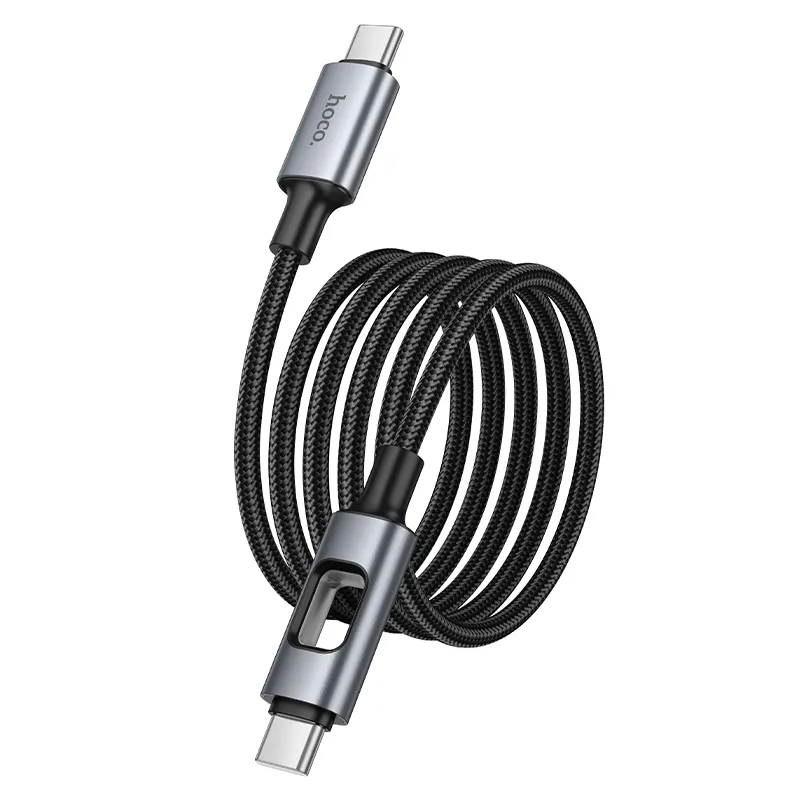 USB-C adat- és töltőkábel - USB-C HOCO U144 Led, 60W, 1,2m, Fekete
