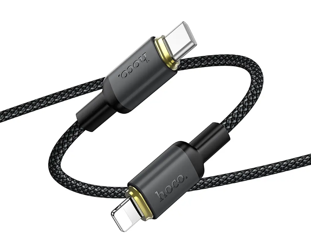 USB-C - Lightning HOCO X128 Benefit adat- és töltőkábel, 30W, 1m, fekete
