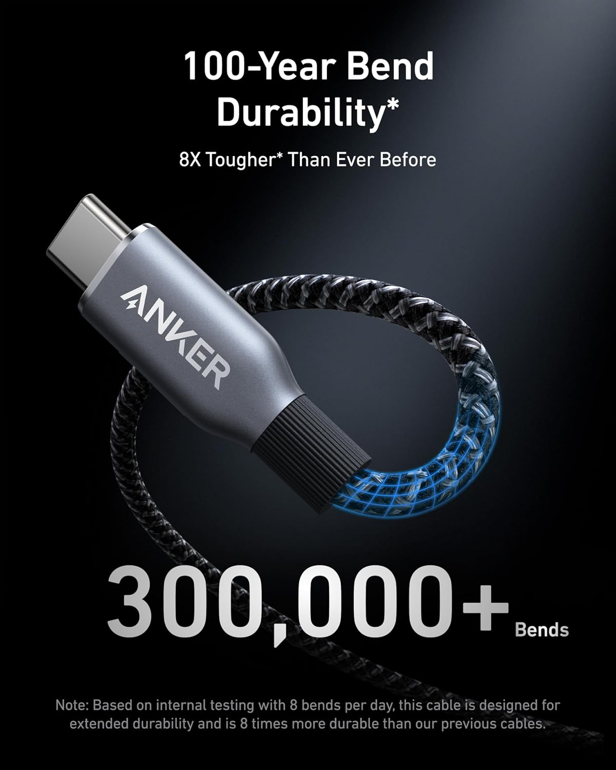 Anker Prime USB-C–USB-C adat- és töltőkábel, 240 W, 0,9 m, fekete A88E2011