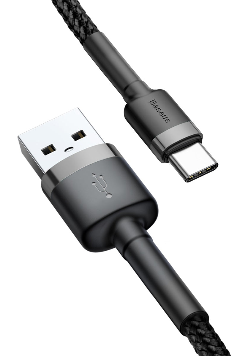 USB-A - USB-C Baseus Cafule adat- és töltőkábel, 60W, 1m, szürke CATKLF-BG1
