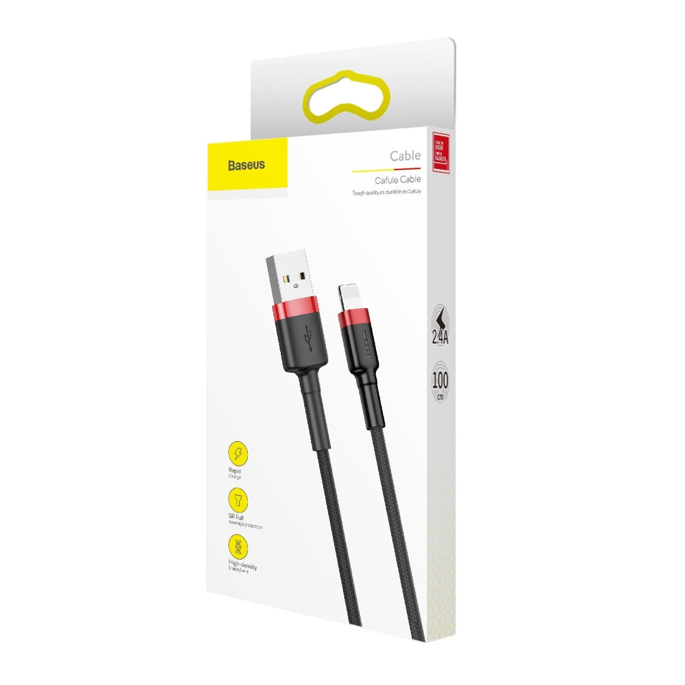 Adat- és töltőkábel USB-A - Lightning Baseus Cafule, 18W, 1m, fekete CALKLF-B19