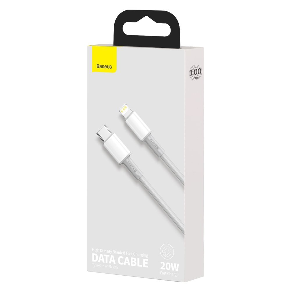 USB-C - Lightning adat- és töltőkábel Baseus magas sűrűségű fonott, 20W, 1m, fehér CATLGD-02
