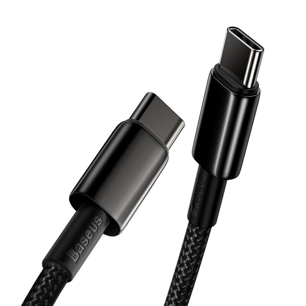 USB-C adat- és töltőkábel - USB-C Baseus Tungsten Baseus Tungsten Gold, 100W, 2m, fekete CATWJ-A01 CATWJ-A01 CATWJ-A01