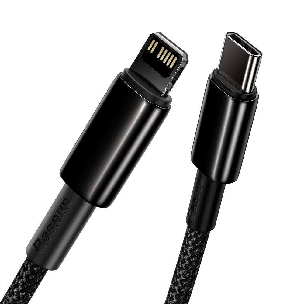 Adat- és töltőkábel USB-C - Lightning Baseus Tungsten Tungsten Gold, 20W, 1m, fekete CATLWJ-01 CATLWJ-01 CATLWJ-01
