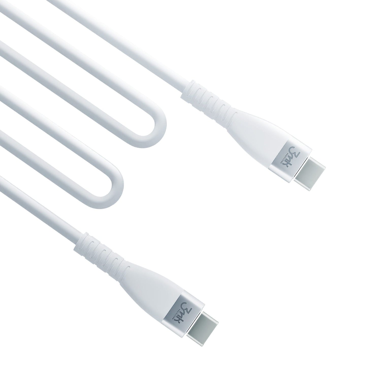 USB-C adat- és töltőkábel - USB-C 3MK Hyper szilikon, 60W, 1m, fehér