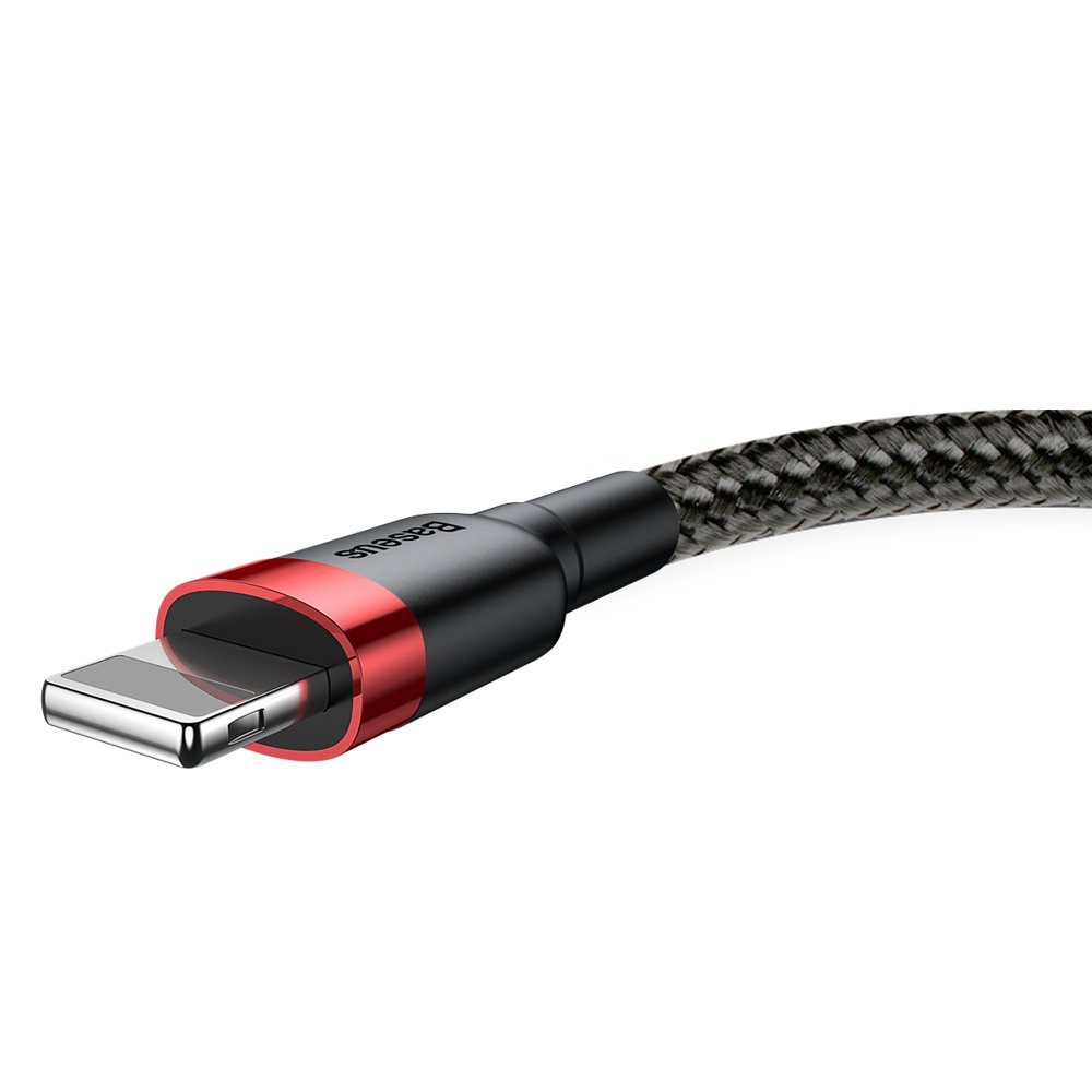 USB-A - Lightning Baseus Cafule adat- és töltőkábel, 18W, 0,5m, Piros CALKLF-A19