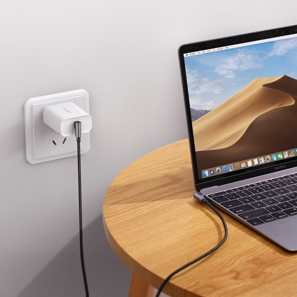 USB-C adat- és töltőkábel - USB-C UGREEN US323 USB-C szögletes, 60W, 1m, Fekete