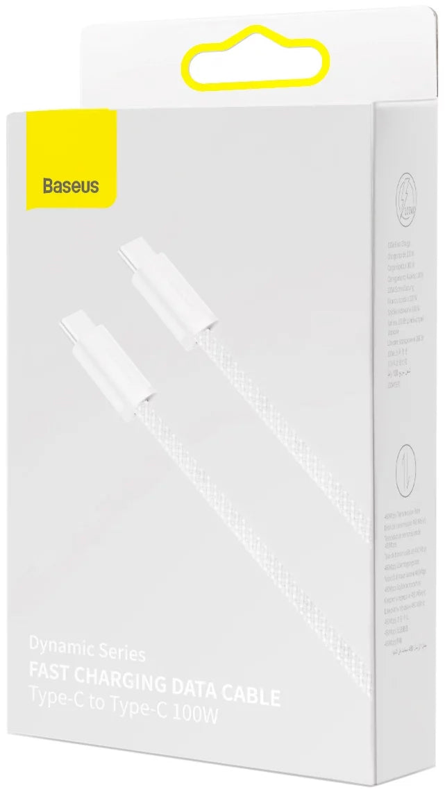 USB-C adat- és töltőkábel - USB-C Baseus Dynamic sorozat, 100W, 1m, fehér CALD000202
