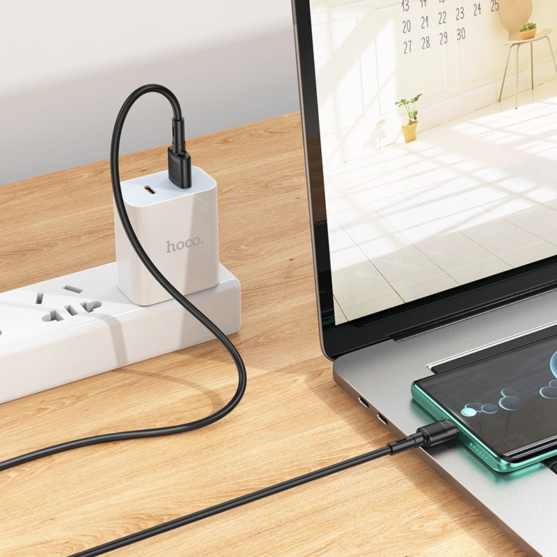 USB-A - USB-C HOCO X83 Victory adat- és töltőkábel, 20W, 1m, Fekete